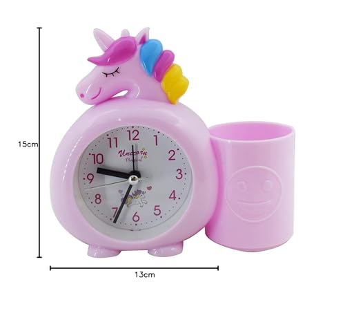 Fastgear Plastic Unicorn Alarm Table Clock with Pen/Pencil Stand for Kids (Pink) 4