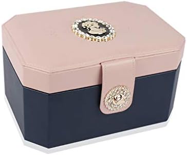 Jewelry storage box, earring storage box, display double-decker big princess European blue PU jewelry box female