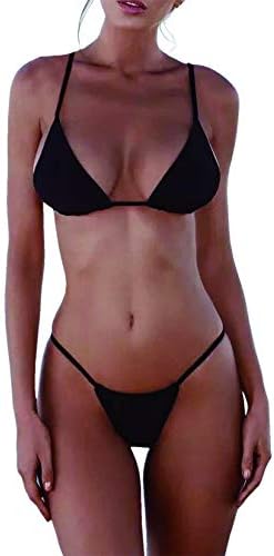 Eradria Womens Two Pieces Brazilian Bikini Sexy Halterneck Top Micro Bikini Charming Bra and Bottom Thong Swimsuits