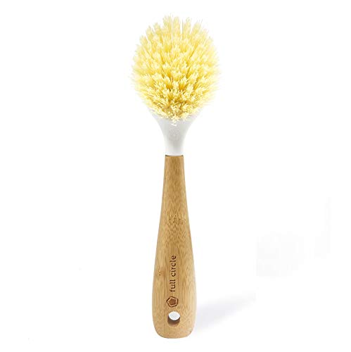 Full Circle Be Good Kitchen Dish Brush with Bamboo Handle, White