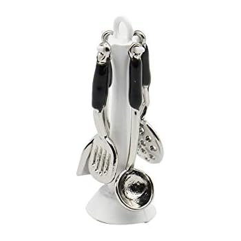 1:12 Scale Dollhouse Kitchen Furniture Spatulas Ladles Kitchenware Tools Set with White Holder Miniature Cookware Kit Cooking Tool 5Pcs