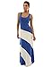 PattyBoutik Women's Racerback Striped Maxi Dress (Blue and Ivory White M)