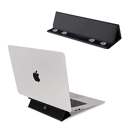 Elegant Choise Laptop Stand PU Suction Cell Phone Stand Waterproof Non-Slip Tablet Stand Suitable for Notebook MacBook Galaxy Note10 Plus/Note10 iPhone 11pro max Home Office Travel 8.3×7.5inch Black