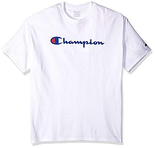 Champion Men's Classic Jersey Script T-Shirt, White, M