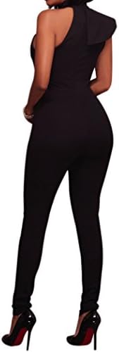 Jefferson Women's Sexy Sleeveless One Shoulder Ruffle Bodycon Long Pants Jumpsuit Rompers