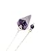 Divination Pendulum Made of Natural Violet Amethyst Crystal for Dowsing Chakra Reiki. Pointed with Chain and Jewelry Pouch