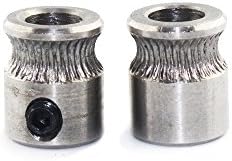 Samje MK8 Stainless Steel Extruder Drive Gear Wheel Pulley 5mm Bore for 1.75mm & 3mm Filament Reprap Makerbot 3D Printer (Pack of 2pcs)