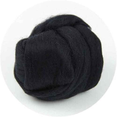 WEKA 10G Wool Top Fibre Roving Hand Spinning DIY for Needle Felting Materials Lot Crafts 10 Color Option, Black