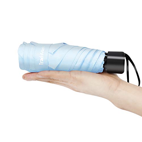 image for TradMall Mini Travel Umbrella, 6 Ribs Portable Lightweight Compact Par
