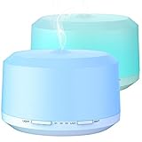 BAXIA TECHNOLOGY 450ml Essential Oil Diffuser 2 Pack, Aromatherapy Diffusers for Essential Oils Ultrasonic Humidifier with 4 Timer Settings Mist, 8 LED Color Night Light and Cool Mist Auto Shut-off