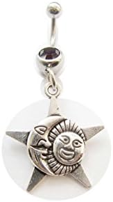 Moon and Sun Belly Button Ring, Navel Ring, Belly Button Jewelry, Body Jewelry, Celestial Belly Ring