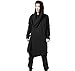 Men's Black Long Hooded Cardigan Large Cape Cloak Coat (US S/Asian L)