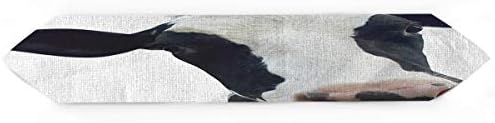 ARTSHOWING Animal Table Runner Party Supplies Fabric Decorations for Wedding Birthday Baby Shower 13x90inch Funny Cow Head Black White, Triangle Trim
