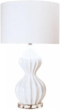 Couture Lamps - White Ribbed Peanut Accent Table Lamp