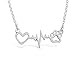 Rosa Vila Dog Paw Heartbeat Necklace - Women's Dog Lover Jewelry, Vet Tech Gift (Silver Tone)
