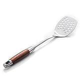 HaloVa Spatula, Premium Stainless Steel Food Spatula, Rustproof Heat-resistant Anti-scald Safety Slotted Turner For Easier Flipping Meat Steak Fish Food