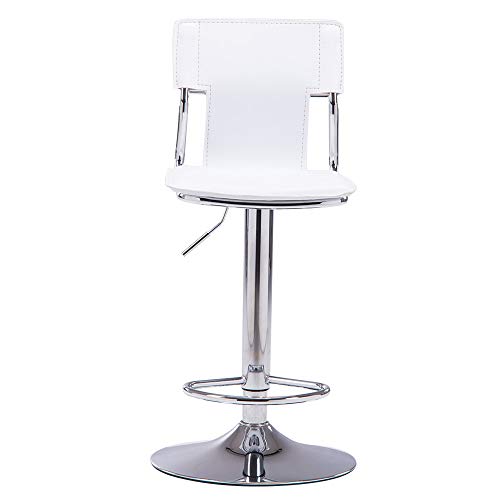 Sidanli White Adjustable Swivel Counter Bar Stool Chairs with Back (Set