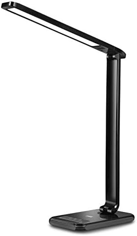 Dimmable Led Desk Lamp, EBYPHAN Modern Table Lamps, Reading Lamp with USB Charging Port, Desk Light for Bedrooms/Office (5 Color Modes, 7 Levels, Memory Function, 60-Minute Timer, 12W)