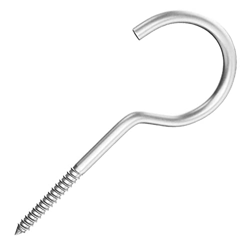 M2.5 C Shape Hook Screws (Pack of 50), Cup Hooks, 2.5x12mm Eye Screw, Open Loop Wall Hanger, Screw-in Self Tapping Ceiling Fasteners for Cups, LED Lights, Plants, Kitchen 2.5x12mm