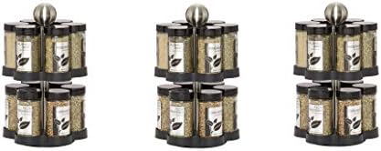 Kamenstein 5108304 Madison 12-Jar Revolving Countertop Spice Rack Organizer with Free Spice Refills for 5 Years (Pack of 3)