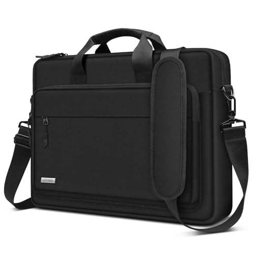 TECOOL 17 Inch Laptop Bag Shoulder Bag for 17-17.3 Inch Lenovo Acer ASUS Dell HP Samsung Notebook 17-17.3 Inch Shoulder Bag Waterproof Briefcase Men's Notebook Bag Business Laptop Bag, Black
