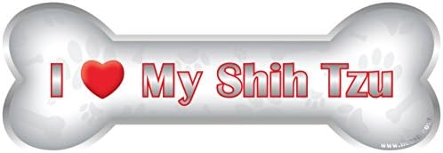 iLeesh i Love My Shih Tzu Bone Car Magnet, Reflective Chrome