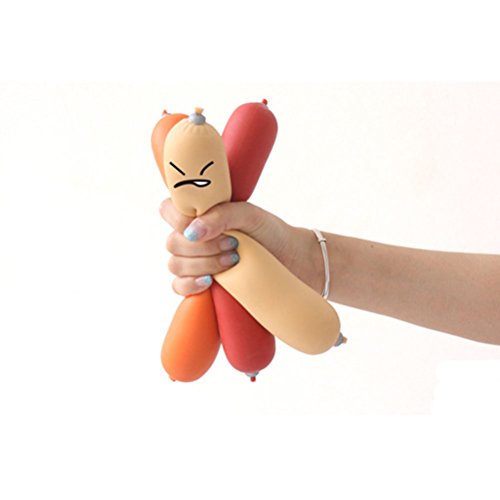 LUOEM Sausage Toy Fake Hot Dog Prop Stress Sausage Relief Squeeze Toy for April Fool's Day Prank Props (Flesh-Color)
