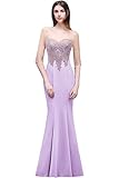 MiShow Women Open Back Long Sleeve Formal Evening Gowns Lace Mermaid Dress Lavender