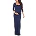 Mother Bee Maternity 3/4 Sleeve Ruched Side Bodycon Dress Navy