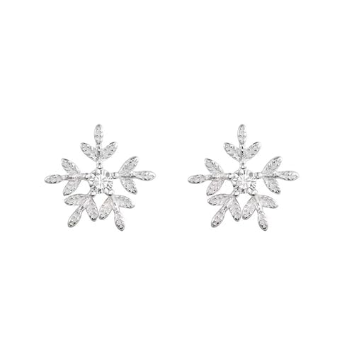 Christmas Earrings Lightweight Hypoallergenic Earring Trendy Zirconia Piercing Jewellery Hoops Sparkling Snowflakes Secure Earrings Delicate Sensitive Anti-Oxidation Huggie for women