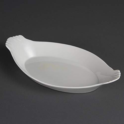 Olympia Whiteware Oval Eared Dishes, Porcelain 320x177mm (6, 320x 177mm