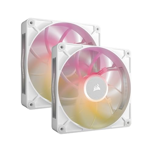 CORSAIR iCUE LINK RX140 MAX RGB 140mm PWM Dicker Lüfters mit iCUE LINK System Hub – Hochstatischer Druck – Magnetisches Kuppellager – Doppelpack – Weiß