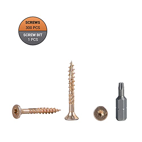 300 Stück gelb verzinkt Stahl 4,0 x 35 mm Holzschrauben Torx Kopf Typ 17 Senkkopf Spanplattenschrauben (300, 4,0 x 35 mm… – Bild 4