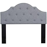 Container Furniture Direct Horton Collection Contemporary Button-Tufted Upholstered Fabric Bedroom Headboard, Grey