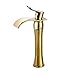 Senlesen Single Handle Waterfall Spout Bathroom Vessel Sink Countertop Faucet Basin Mixer Tap Gold Polished