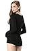 Moxeay V-Neck One Piece Bodysuit Long Sleeve Bodycon Rompers (Small, Black)