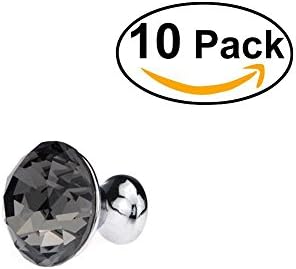 USONG Pack of 10 Diamond Shape Crystal Glass Cabinet Knob Cupboard Drawer Pull Handle for Cupboard, Kitchen and Bathroom Cabinets (Grey)
