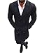 lookwoild Mens Long Double Breasted Trench Coat Gentlemen Formal Wear Jacket Overcoat Outfits Pea Coats (Black, XXL)