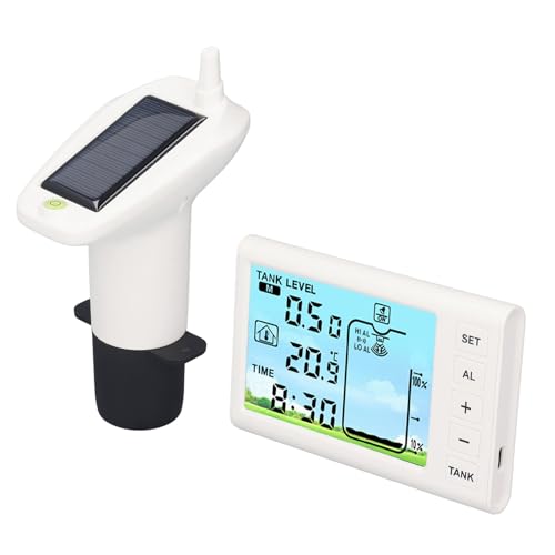 Oumefar Sensor de Nivel Ultrasónico Tanque de Agua Medidor de Profundidad de Líquido Medidor de Exhibición Digital Electrónica Transmisor con Diseño Inalámbrico para Uso Industrial
