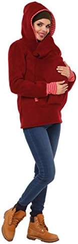 Women Maternity Warm Hoodie Kangaroo Hoodies Sweater Back/ Front with Baby Carriers