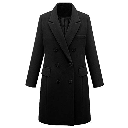 YOMXL Women Trench Coats Elegant Ladies Notched Lapel Double Breasted Overcoat Classic Winter Pea Coats Outwear Jacket