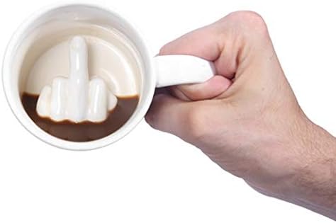 BZWB Cup Creative White Middle Finger Style Cup Novelty Mixing Coffee Milk Cup Funny Ceramic Mug Enough Capacity Water Cup