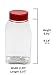 Baire Bottles 16 oz Empty Clear Plastic Spice Jars with Shaker Lids 6 Pk Sifter Shaker Holes Pour Open Sides Sealed for Freshness Liners BPA Free Waterproof Labels USA (Red Flapper Lid, Damask Labels)