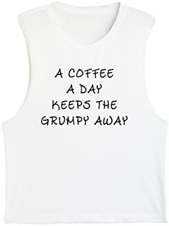 BIKERTANK MUSCLE TEE UNISEX - A Coffee A Day Keeps The Grumpy Away - Funny Coffee Quote - Coffee Addict