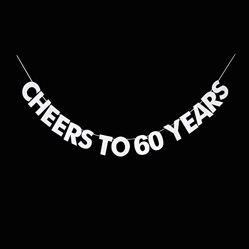Cheers To 60 Years Banner, Cheers To 60 Years,Cheers To 60 Years Birthday Decorations, Silver Glitter Banner,Wedding Anniversary, Retirement Party Bunting Sign Decorations Photo Props, Party Favors, Supplies, Gifts, Themes And Ideas
