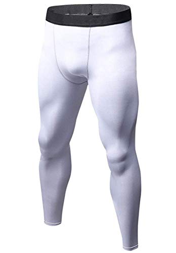 CVVTEE Boys Compression Pants Base Layers Soccer Hockey Tights Athletic Leggings Thermal for Kids... (White, 12)