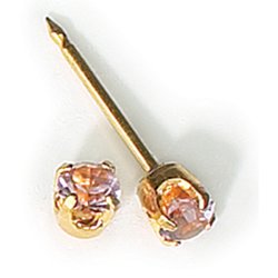 Inverness 24kt Gold Plated Birthstone Gems 3mm Piercing Earrings June Alexandrite 86C or 86E