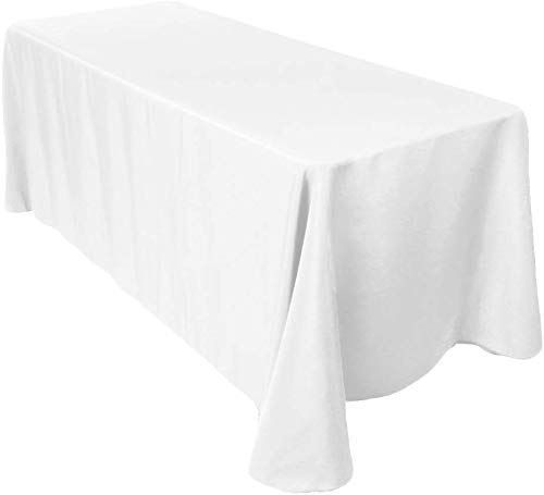 Sterling Mill Polyester Rectangle Tablecloth – Christmas Elegant Table Cover for Weddings, Dinner, Parties, Birthday, Banquets and Events - White & Black (Plain White, 70" x 144" Rectangle)