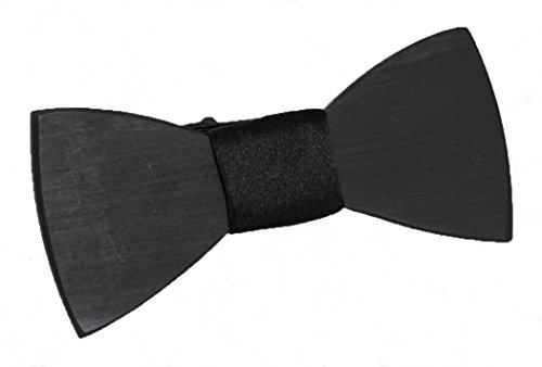 Two Guys Bow Tie Co. Men's Wooden Bowtie- Russel Black Ebony Wood Tie