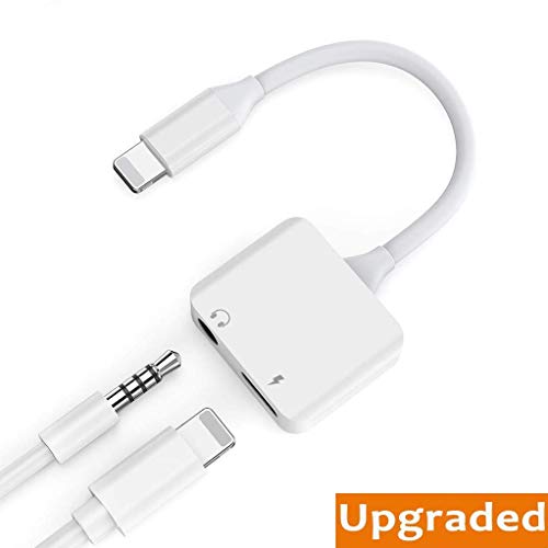 AUX Audio for iPhone7 Adapter Headphone Jack to 3.5mm Dongle 【Music+ Charge Same Time】 Headset Earphone Convertor Connector Cable for iphone7/8/X/XS for Car to Play Music Support ios11/12 Later